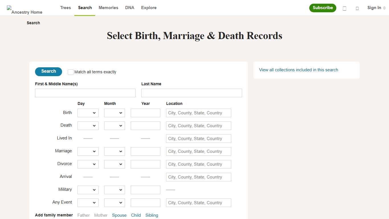 Select Birth, Marriage & Death Records - Ancestry