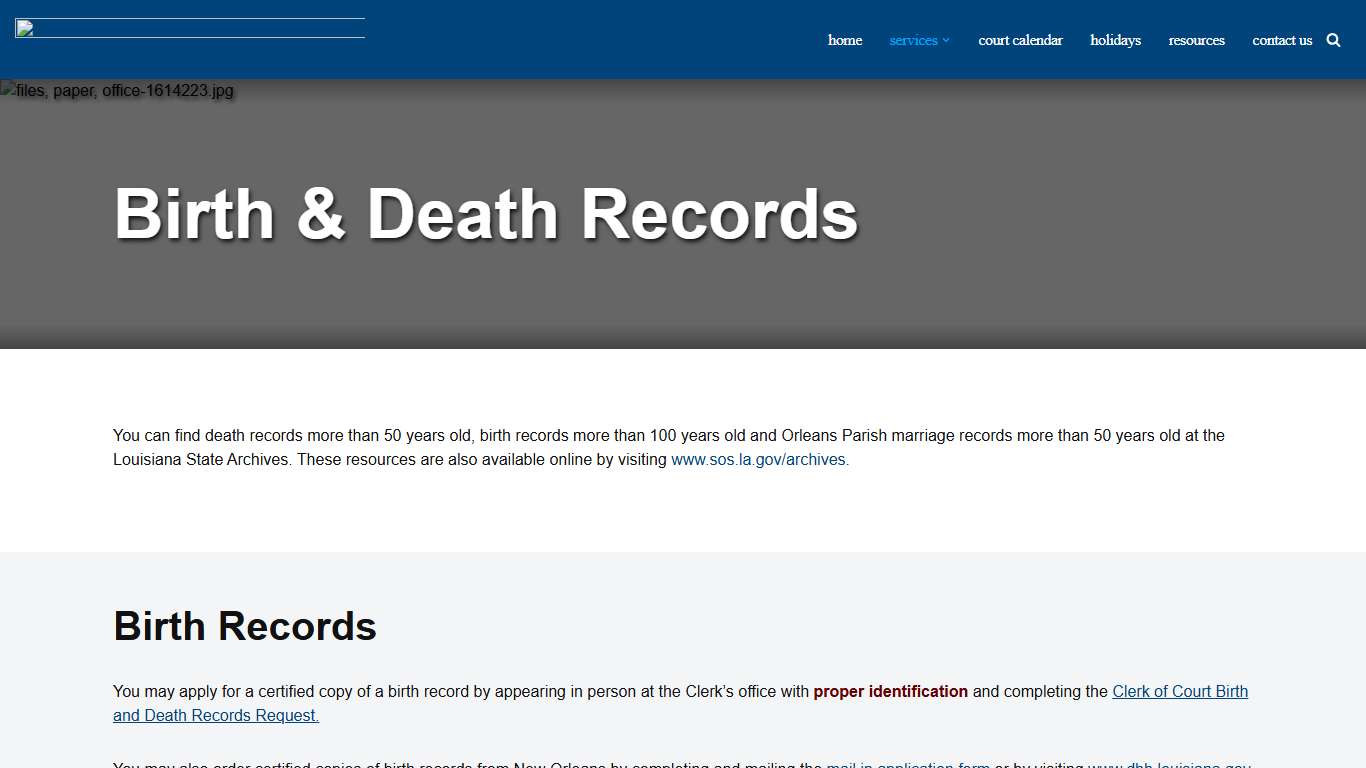 Birth & Death Records - Union Parish Clerk of Court